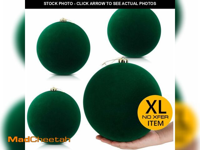 Lot 74-13709770 - Hollowfly 4 Pcs 8 Inch Extra Large Velvet Christmas Balls Oversized Huge Big Christmas Tree Ornament...