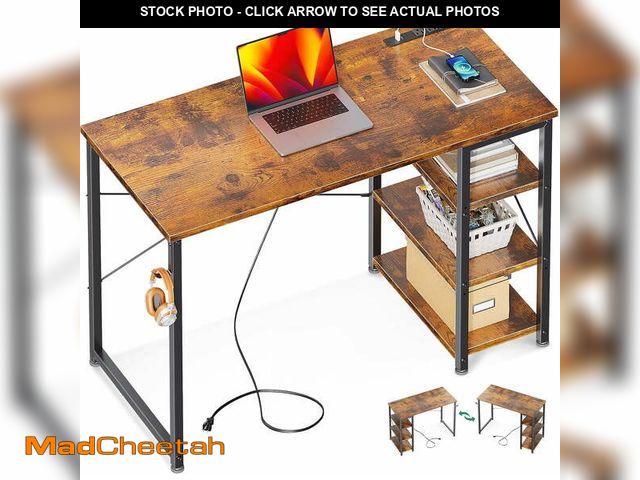 Lot 74-13061784 - Laptop Desk Small Desk, 40 Inch Computer Desk with Power Outlet and USB &amp; Type-C Charging Port, ...