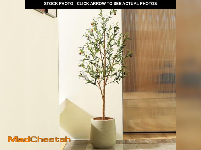 Lot 74-12515652 - DR.Planzen 5ft Artificial Olive Tree Indoor, Tall Faux Olive Tree, Artificial Plants with Natural Wo...