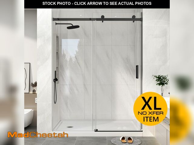 Lot 74-12895244 - KPUY Frameless Shower Door, 43-48" W x 76" H Sliding Glass Shower Door, 1/4" (6mm) Thick Tempered Cl...