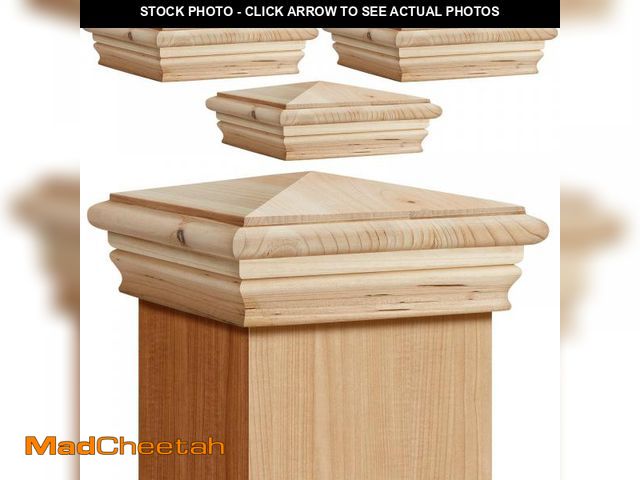 Lot 74-12307010 - Geetery 4 Pcs 4x4" (Actual 3 x 5/8) Wood Newel Post Cap Fence Cedar for 3. 5 Inch Post Cover Rot Res...