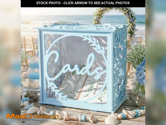Lot 74-14266113 - CYAOOI Blue Wedding Card Box for Reception, PVC Gift Envelope Money Box for Wedding with Slot, Moder...