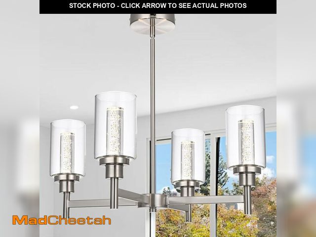 Lot 74-13710782 - VINLUZ 6 Ceiling Light Industrial Chandelier Brush Nickel Pendant Lighting Hanging Fixture with Cyli...