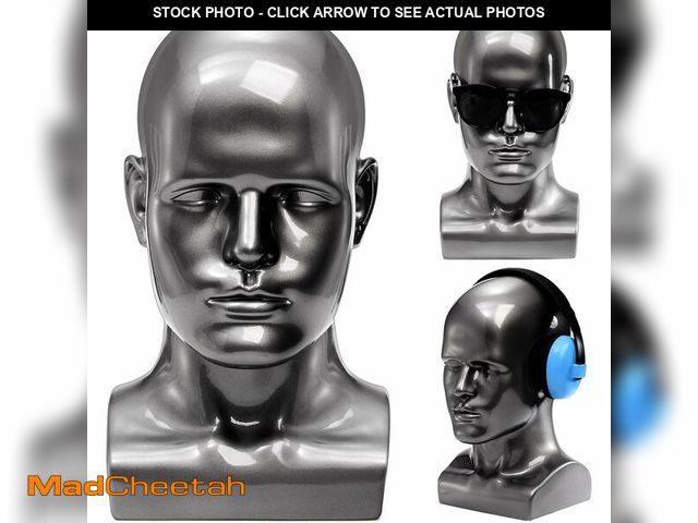 Lot 74-13953273 - Peohud Male Mannequin Head, Professional Manikin Head, Bald Training Head for Display Wigs, Hats, Su...