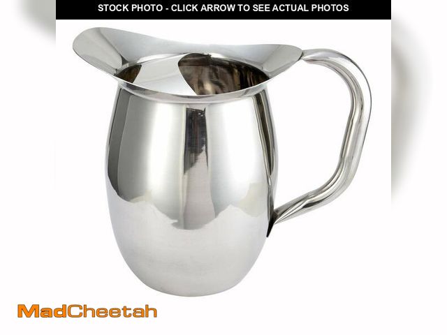 Lot 74-12707403 - Winco WPB-2C Deluxe Bell Pitcher with Ice Catcher, 2-Quart, Stainless Steel, Medium - UNUSED