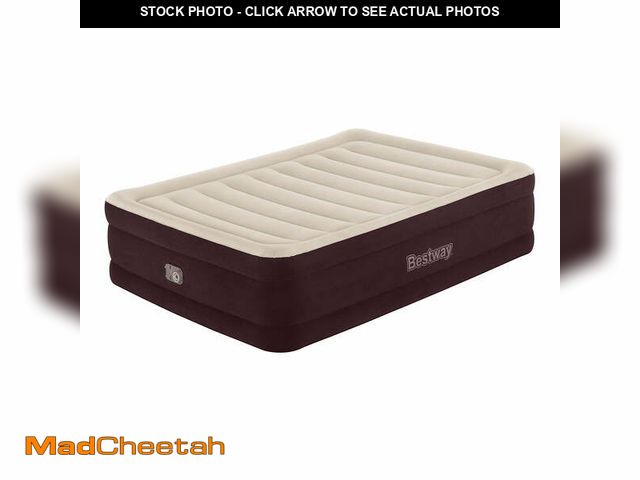 Lot 74-12556512 - Bestway Maroon Tritech Air Mattress Queen 20" with Built-in AC Pump - USED