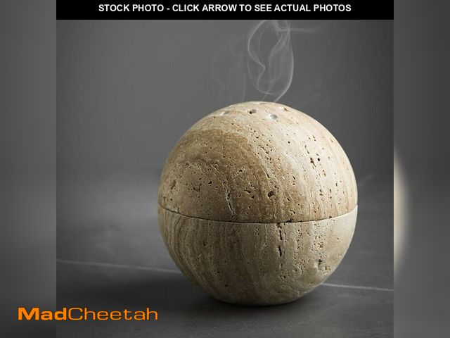 Lot 74-12712631 - Handmade Travertine Stone Incense Resin Burner Holder Ã¢â¬â Natural Stone Incense Burner with Bra...