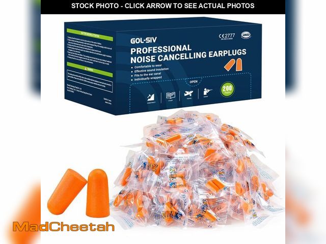 Lot 74-12701201 - GOL-SIV 200 Pairs Foam Ear Plugs - 38dB(NRR 33dB) Noise Reduction Disposable Earplugs for Shooting, ...