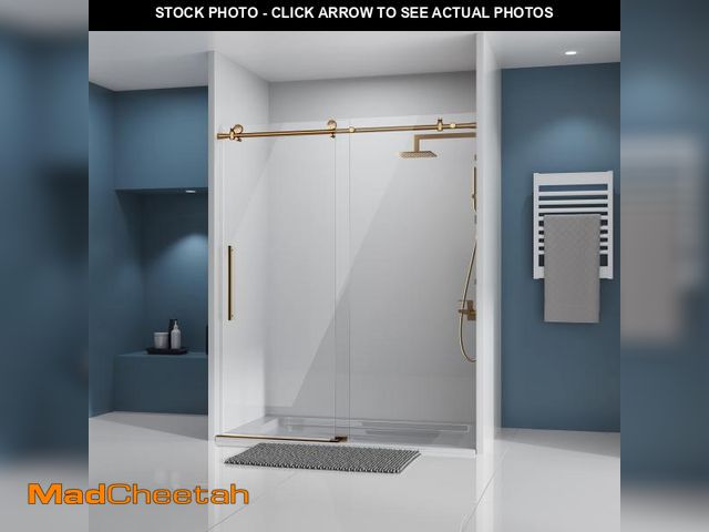 Lot 74-12107289 - DELAVIN 56-60" W x 75" H Frameless Sliding Shower Door, Frameless Shower Door, Shower Glass Door wit...