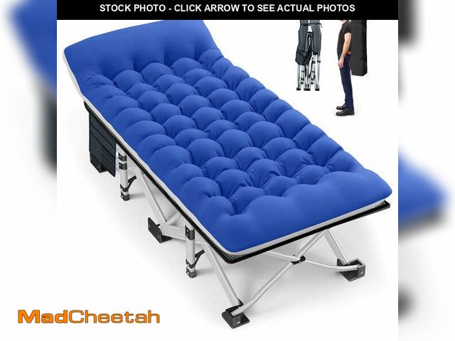 Lot 74-13765034 - GVDV Folding Camping Cot with 2 Sided Comfort Mattress, 75*28 inch Double Layer Oxford Fabric Foldin...