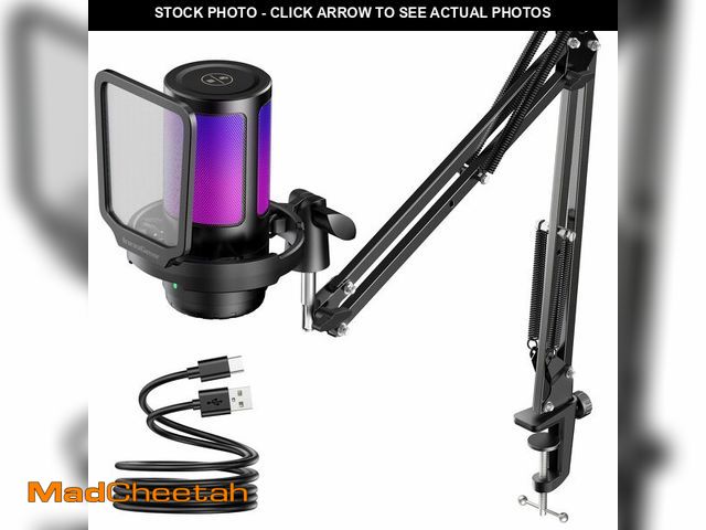 Lot 74-13716009 - InnoGear Gaming USB Microphone, Noise Cancellation Condenser Mic with Mute, Gain, RGB Indicator, Boo...