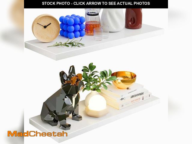 Lot 74-12889103 - 2pcs/set 24" Wood Wall Mounted Floating Shelves Storage Shelving For Living Room, Dining Room, Offic...