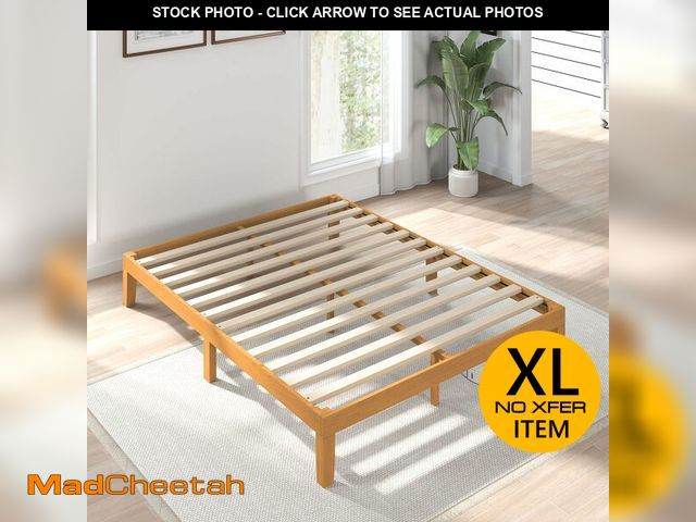 Lot 74-12690123 - Sweetcrispy Solid Wood Bed Frame, King Size Bed Base with Wood Slat Support, Sturdy, Stylish &amp; N...