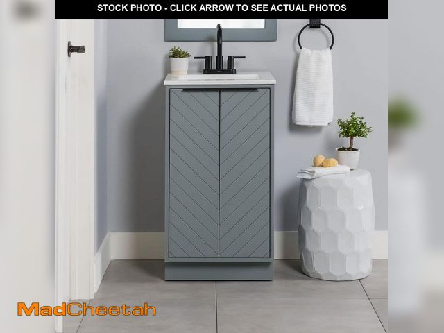 Lot 74-13286794 - Glacier Bay Lanier 19 in. Single Sink Laguna Blue Bath Vanity with White Cultured Marble Top (Assemb...