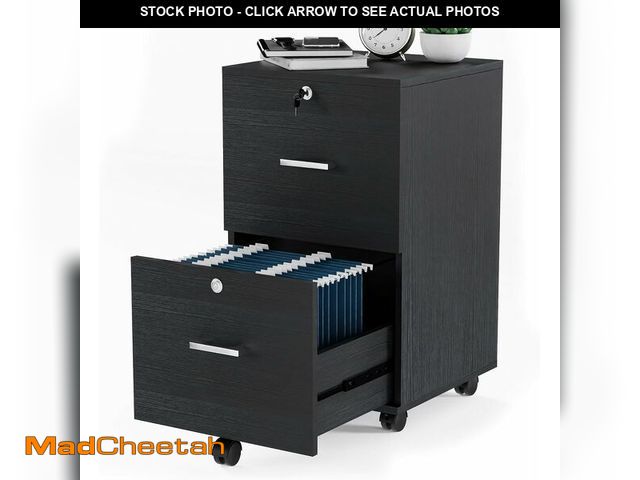 Lot 74-13817234 - VINGLI 2-Drawer File Cabinet with Lock, Small Rolling Wood Filing Cabinet for Hanging Letter Size Fi...