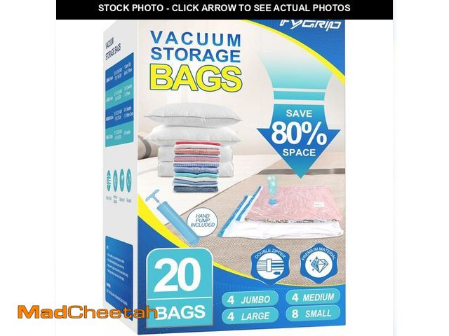 Lot 74-14208905 - Fygrip Vacuum Storage Bags with Hand Pump, Plastic Packaging Bags, 80% Space Saver Vacuum Seal Bags ...