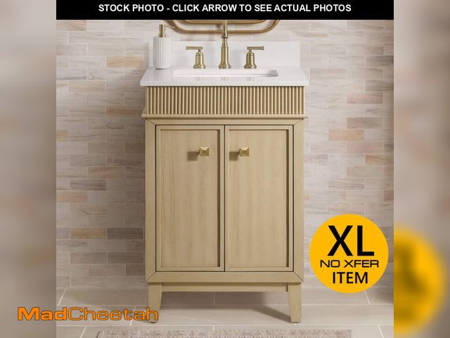 Lot 74-12773094 - Home Decorators Collection Danby 24 in. Single Sink Platinum Oak Bath Vanity with White Engineered M...