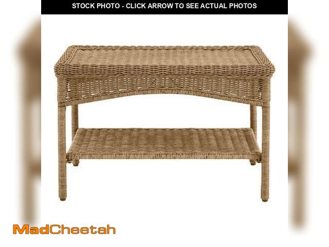 Lot 74-13052629 - Hampton Bay Rosemont Light Brown Rectangular Steel Wicker Outdoor Patio Coffee Table - UNUSED
