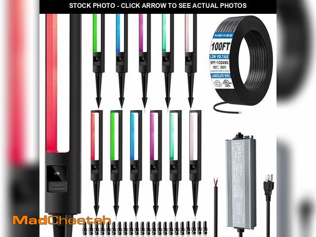 Lot 74-13584761 - MEIKEE 5W RGB Low Voltage Landscape Lights 12-24V Color Changing LED Pathway Lights Auto On/Off Wate...