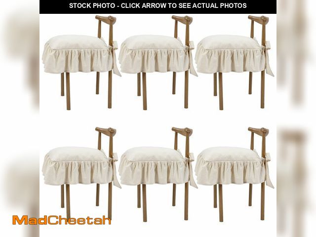 Lot 74-14270639 - Novabright 6 Pcs Ruffle Chair Cushions Cover 17.5 x 17.5 Inch French Chair Pad Slipcover with Ties R...