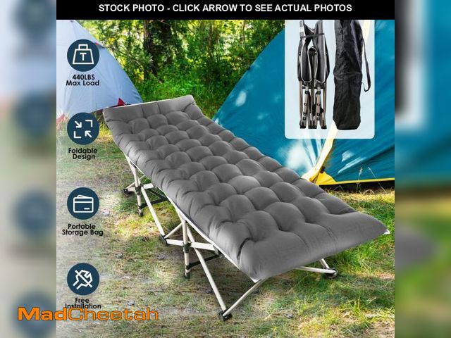 Lot 74-12514754 - Moclever Folding Camping Cot Portable Sleeping Camping Bed with 2-Sided Soft Pad 440lbs Max Load for...