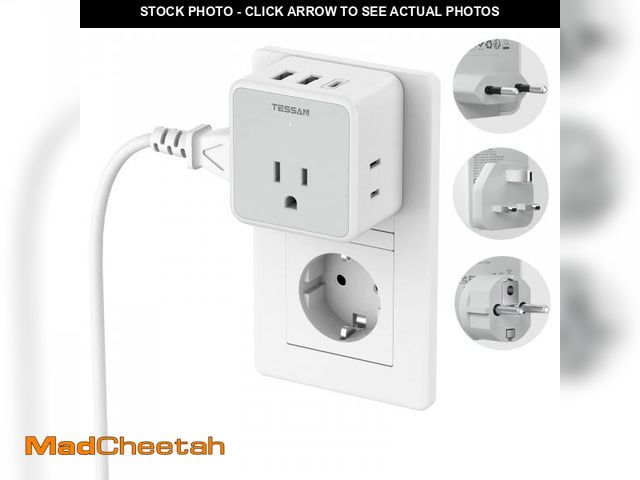 Lot 74-12121862 - TESSAN All European UK Travel Plug Adapter Kit, International Detachable with 3 Outlet 3 USB Charger...