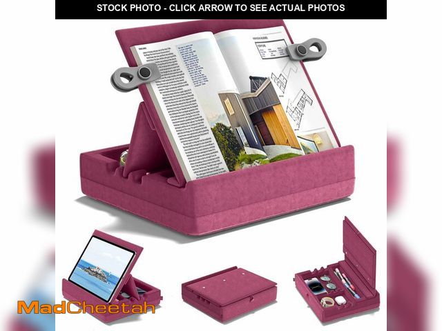 Lot 74-12974004 - KDD Book Stand with Storage, Multi-Angle Viewing Reading Tablet Holder for Lap, Bed, Desk and Couch,...