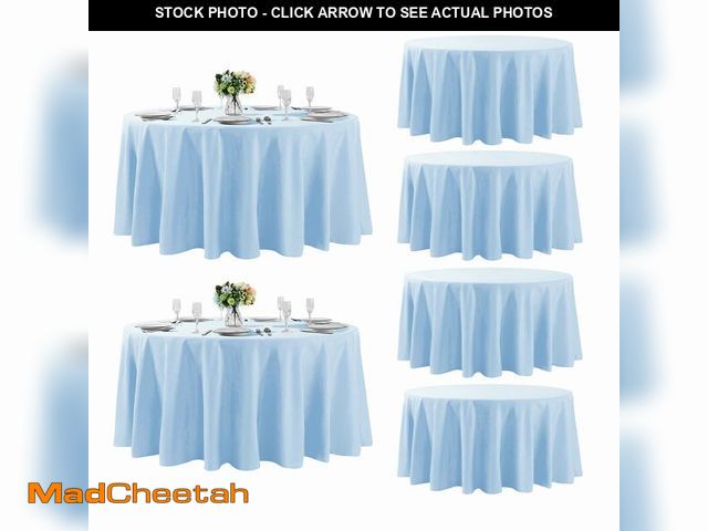 Lot 74-12876600 - Fokitut 6 Pack Round Tablecloth, 120 Inch, Stain Resistant and Wrinkle Polyester Table Cloth, Fabric...
