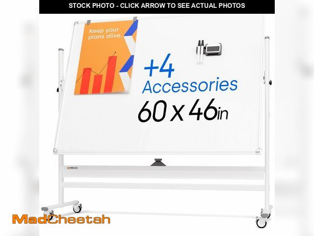 Lot 74-13117753 - Rolling Dry Erase Board 60 x 46 - Large Portable Magnetic Whiteboard with Stand - Double Sided Easel...