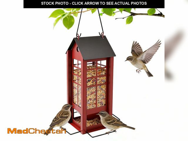 Lot 74-13569878 - Hanging Bird Feeder for Outdoors, Metal Bird Seed Feeder with Roof, Large Capacity Wild Bird Feeder ...