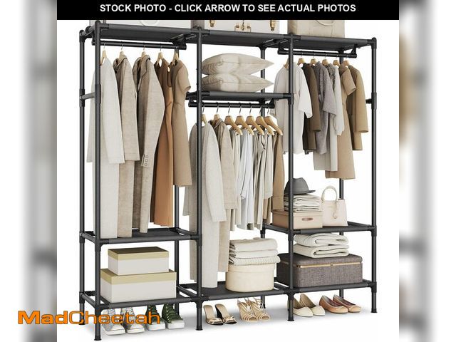 Lot 74-13331765 - SONGMICS Clothes Rack,72 Inch Large Capacity Portable Closet, Heavy Duty Wardrobe Closet Organizer w...