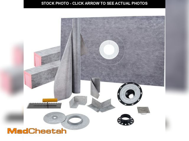 Lot 74-12565739 - VEVOR Shower Curb Kit, 48"x72" Watertight Shower Curb Overlay with 4" ABS Central Bonding Flange, 4"...