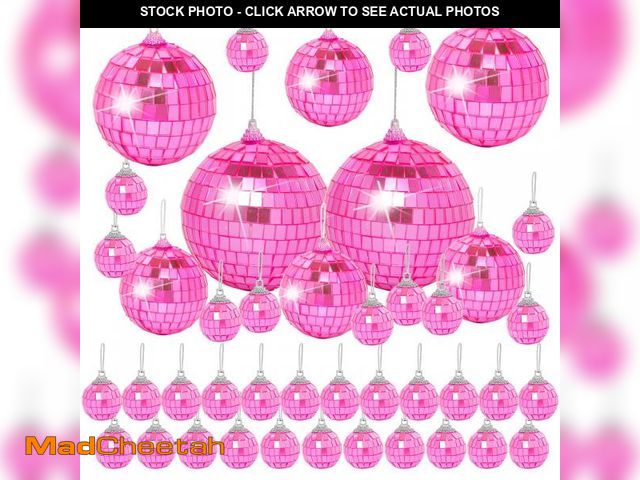 Lot 74-12311634 - Pink Mini Disco Ball Decor: 42 Pack Hanging Mirror Ball Ornaments Different Sizes - Disco Balls Deco...