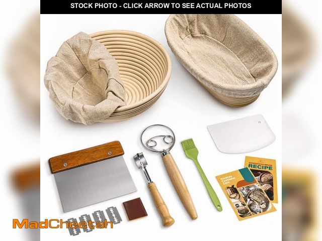Lot 74-11556128 - RORECAY Bread Banneton Proofing Basket Set, 9 Inch Round &amp; 10 Inch Oval Cane Sourdough Baskets w...