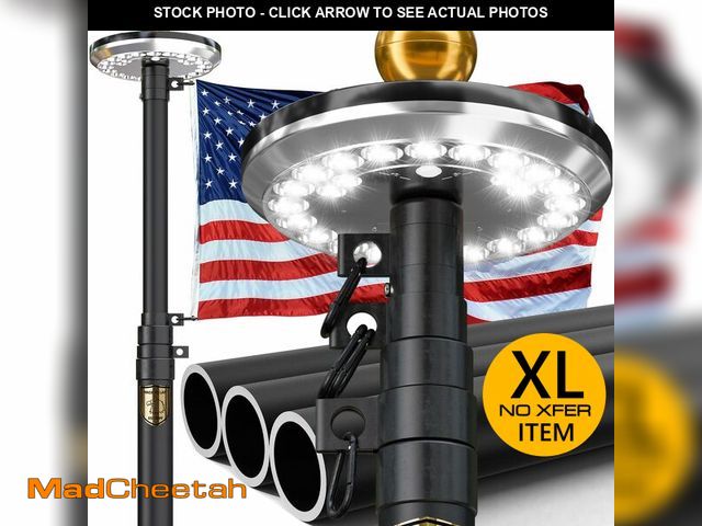 Lot 74-12689872 - IIOPE 25FT Telescoping Heavy Duty Flag Pole with Solar Light, Extra Thick11-Gauge Aluminum,True Glor...