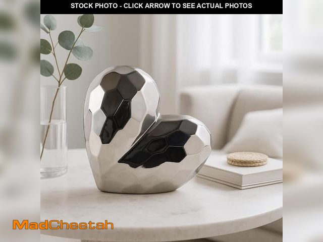 Lot 74-12558520 - Silver 8 in. x 8 in. Ceramic Heart Sculpture - UNUSED