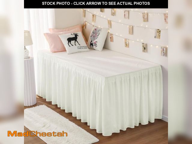 Lot 74-12312327 - RIMELA Dorm Bed Skirt Twin XL 32 Inch Drop, Easy to Install Extra Long Wrap Around Elastic Dust Ruff...