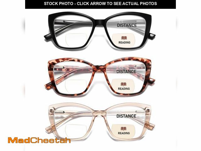 Lot 74-14063733 - PUBOWT Bifocal Reading Glasses For Women Cat Eye Oversized Spring Hinge Frame Blue Light Computer Fa...