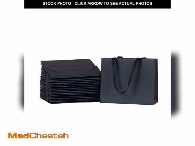 Lot 74-13953186 - PAPERIST 16pcs 6.3x2.4x5.1" (1) Small Size, Black Paper Bags with Black Cotton Handles, Thick Sturdy...