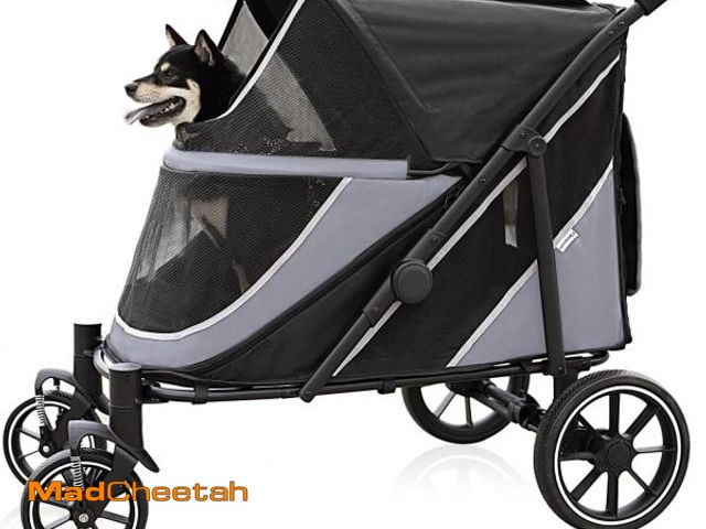 Lot 74-12365888 - Dog Stroller for Medium/Large Dogs One-Click Folding, Extra Large Pet Stroller for 2 Dogs with Stora...