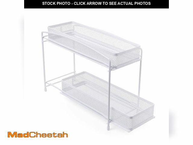 Lot 74-12861464 - Mainstays 2-Tier Pull-Out Spice Organizer, White, 4.5" x 11" - USED