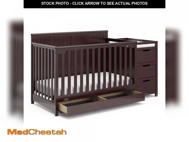 Lot 74-12268159 - Graco Hadley 5-in-1 Convertible Crib and Changer with Drawer (Espresso) - Espresso - UNUSED