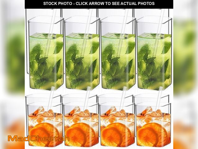 Lot 74-12310124 - (MISSING 1) Mifoci 20 Sets Square Drinking Glass Cups 8 oz 13 oz Square Glasses Clear Highball Moder...