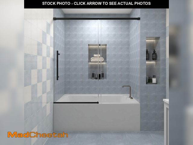 Lot 74-12628312 - KPUY Bathtub Shower Door, 56-60" W x 58" H Sliding Shower Door for Bathtub, 1/4" (6mm) Thick Tempere...