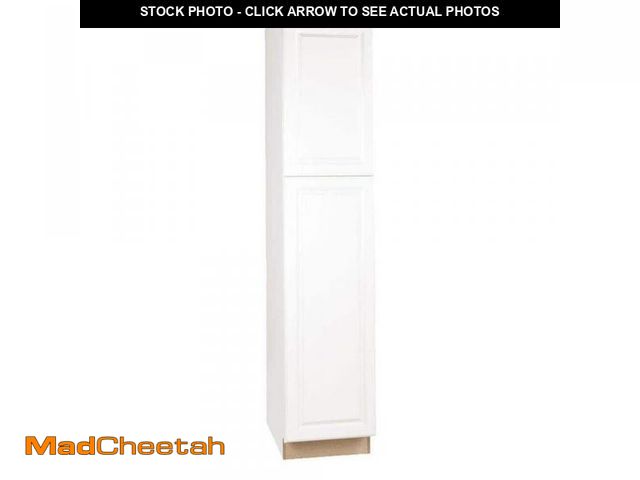 Lot 74-12362692 - Hampton Bay Hampton 18 in. W x 24 in. D x 84 in. H Assembled Pantry Kitchen Cabinet in Satin White -...