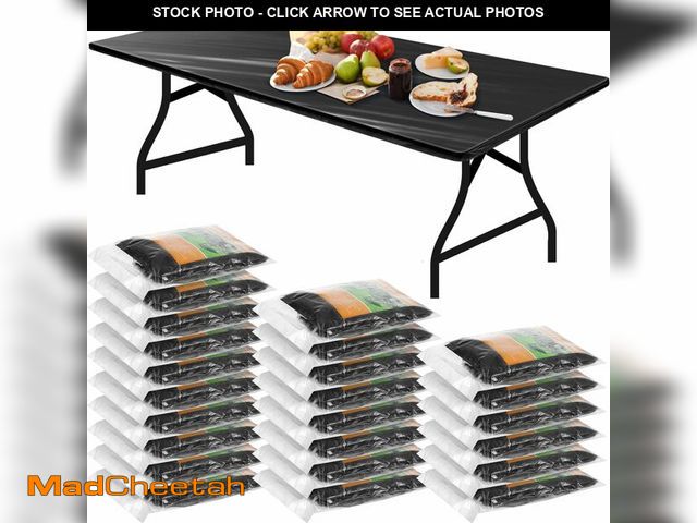 Lot 74-14206882 - Boao 24 Pcs Summer Plastic Table Cloth Rectangle Picnic Table Covers Elastic Fitted Tablecloth, Disp...