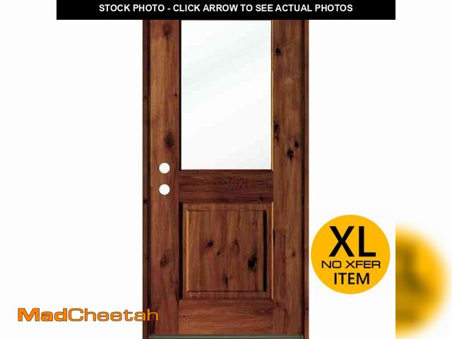 Lot 74-14223782 - Krosswood Doors 36 in. x 80 in. Rustic Knotty Alder Wood Clear Glass Half-Lite Red Chestnut Stain Si...