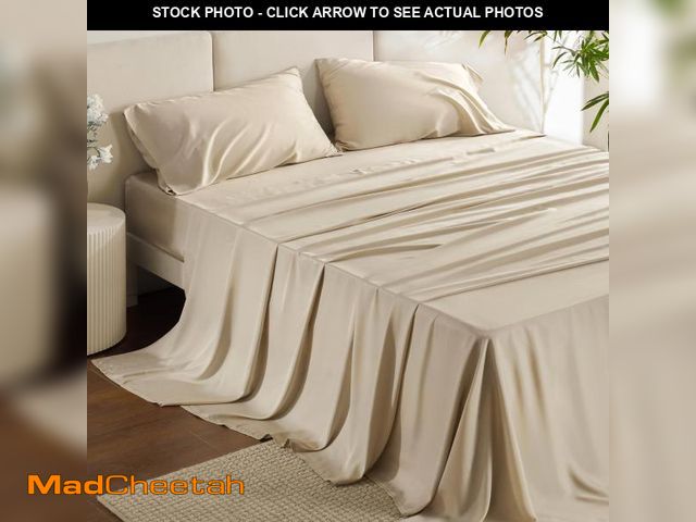 Lot 74-12304000 - Bedsure Queen Sheets, Rayon Derived from Bamboo, Queen Cooling Sheet Set, Deep Pocket Up to 16", Bre...