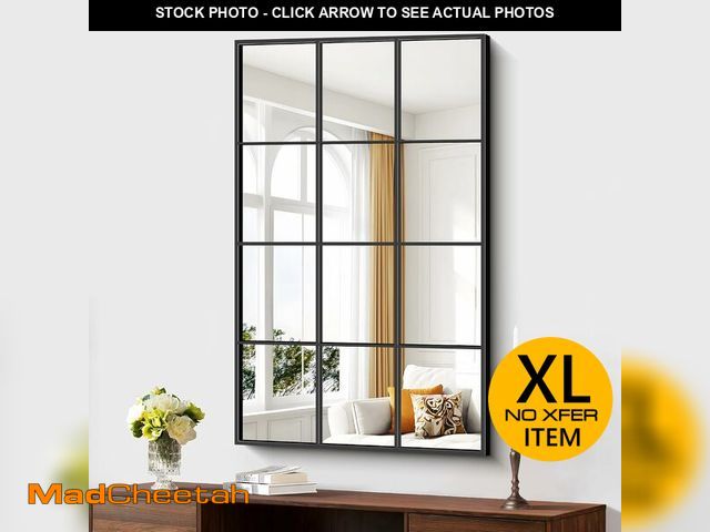 Lot 74-14436862 - Rectangle Mirror, Window Mirror Wall Mounted, 71''x26'' Window Pane Mirror Wall Decor Metal Framed, ...