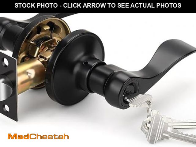 Lot 74-12399891 - Knobonly 1 Pack Keyed Bathroom/Bedroom Door Lock, Matte Black Front Door Handle, Exterior Door Handl...